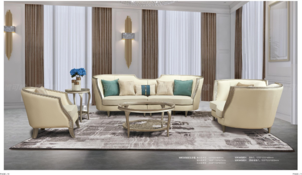 Luxury Cream Sofa Set with Gold Accents – Modern Elegance