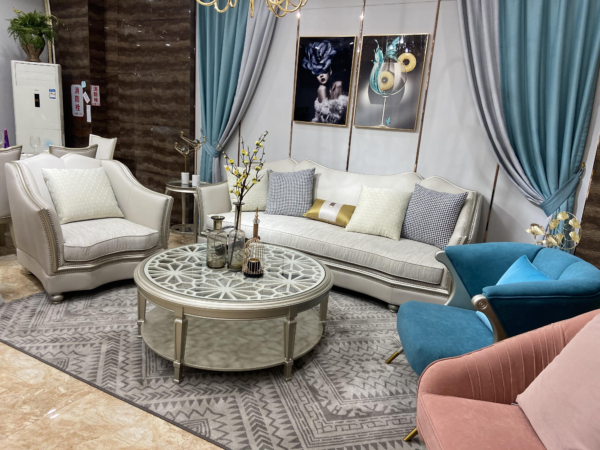Modern Beige and Velvet Accent Living Room Set