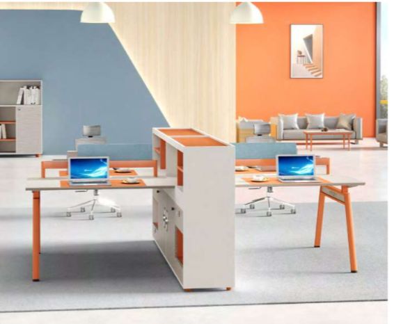 Modern Office Dual Workstation Desk with Storage Compartments