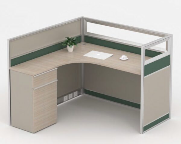Modern L-Shaped Workstation Desk with Privacy Panels