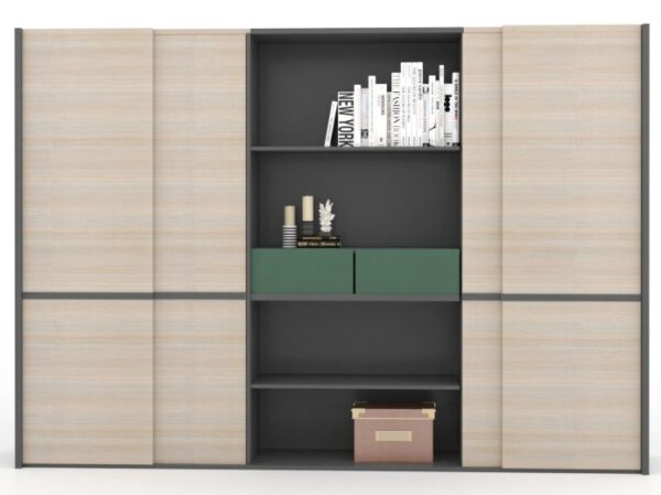 Contemporary Door Storage Cabinet with Open Shelves