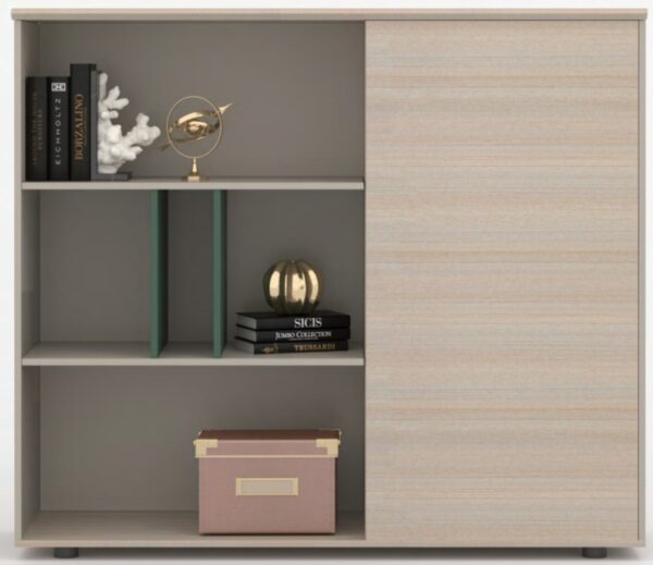 Modern Partition Shelf with Planter Box and Storage Compartments
