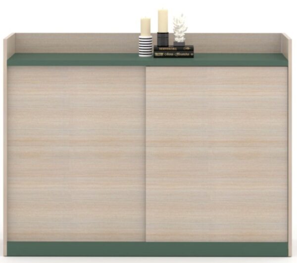 Compact Short Storage Bookshelf with Fabric Door